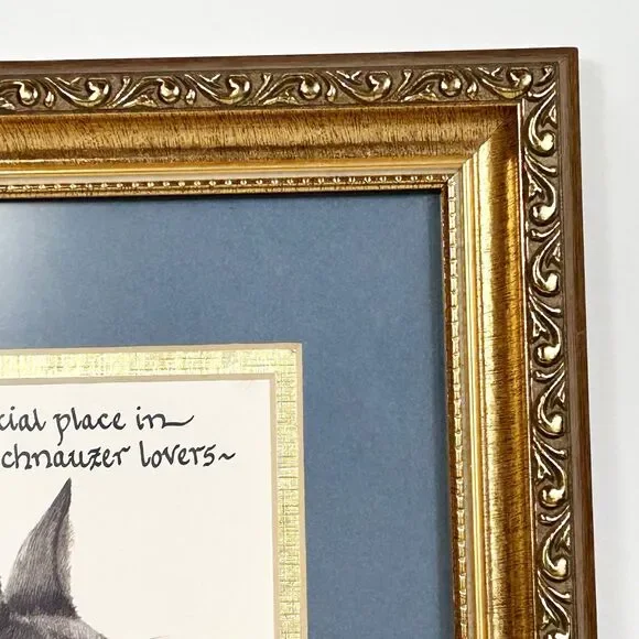 Vintage Schnauzer Framed Print Robert J May Heaven Quote Dog Wall Art 10x12 - Picture 5 of 16